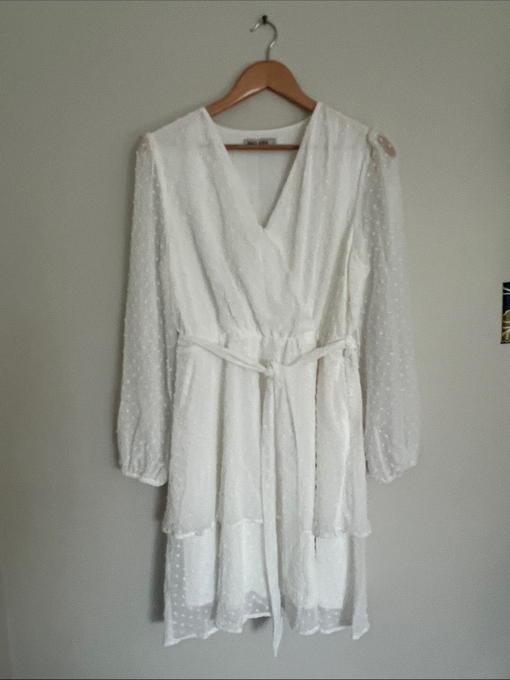 Grace Karin White Long Sleeve Wrap Dress with Belt